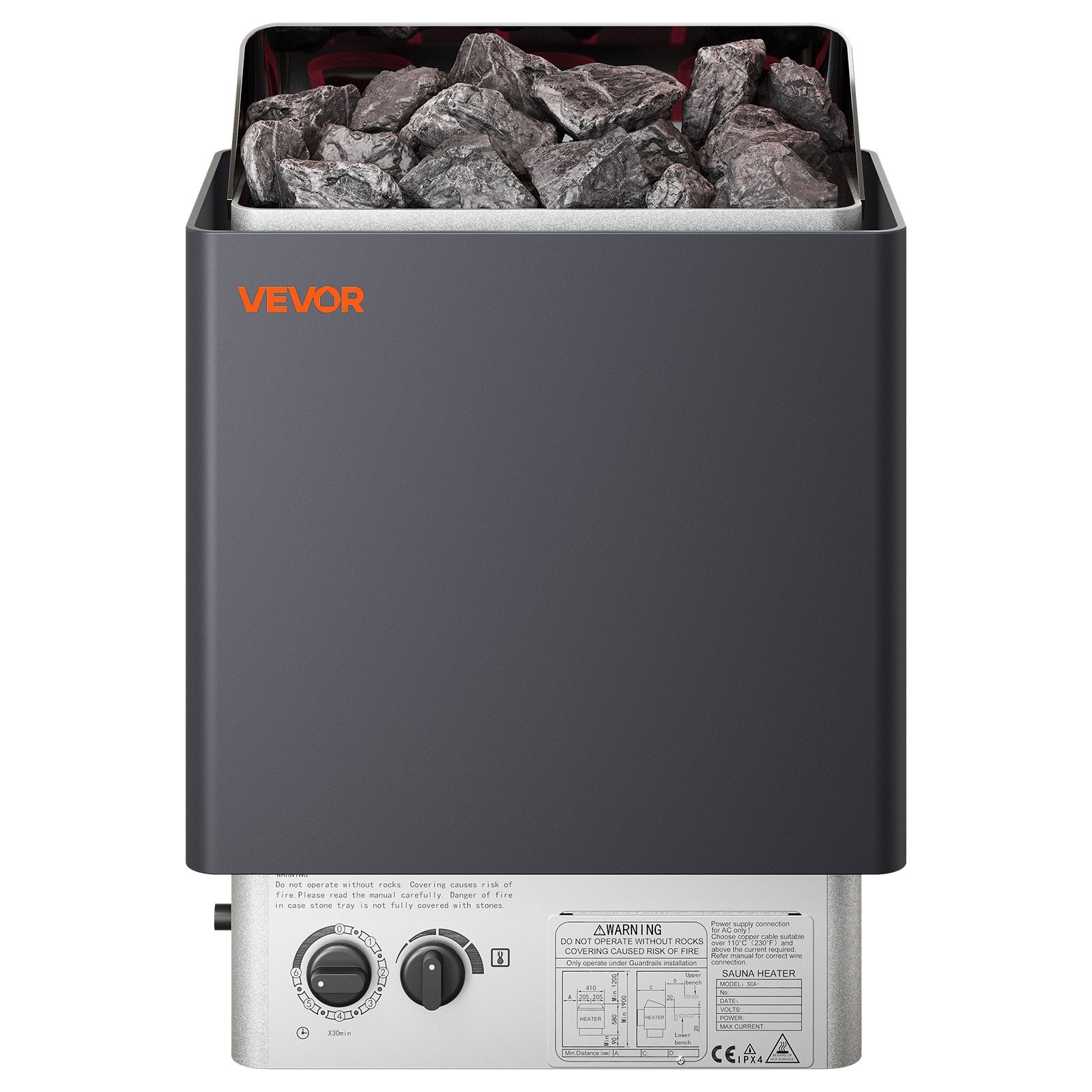 VEVOR 9KW Sauna Heater, Steam Bath Sauna Heater with Built-In Controls, Electric Sauna Stove, 3h Timer and Adjustable Temp for Max. 317-459 Cubic Feet, Home Hotel Spa Shower Use 220V