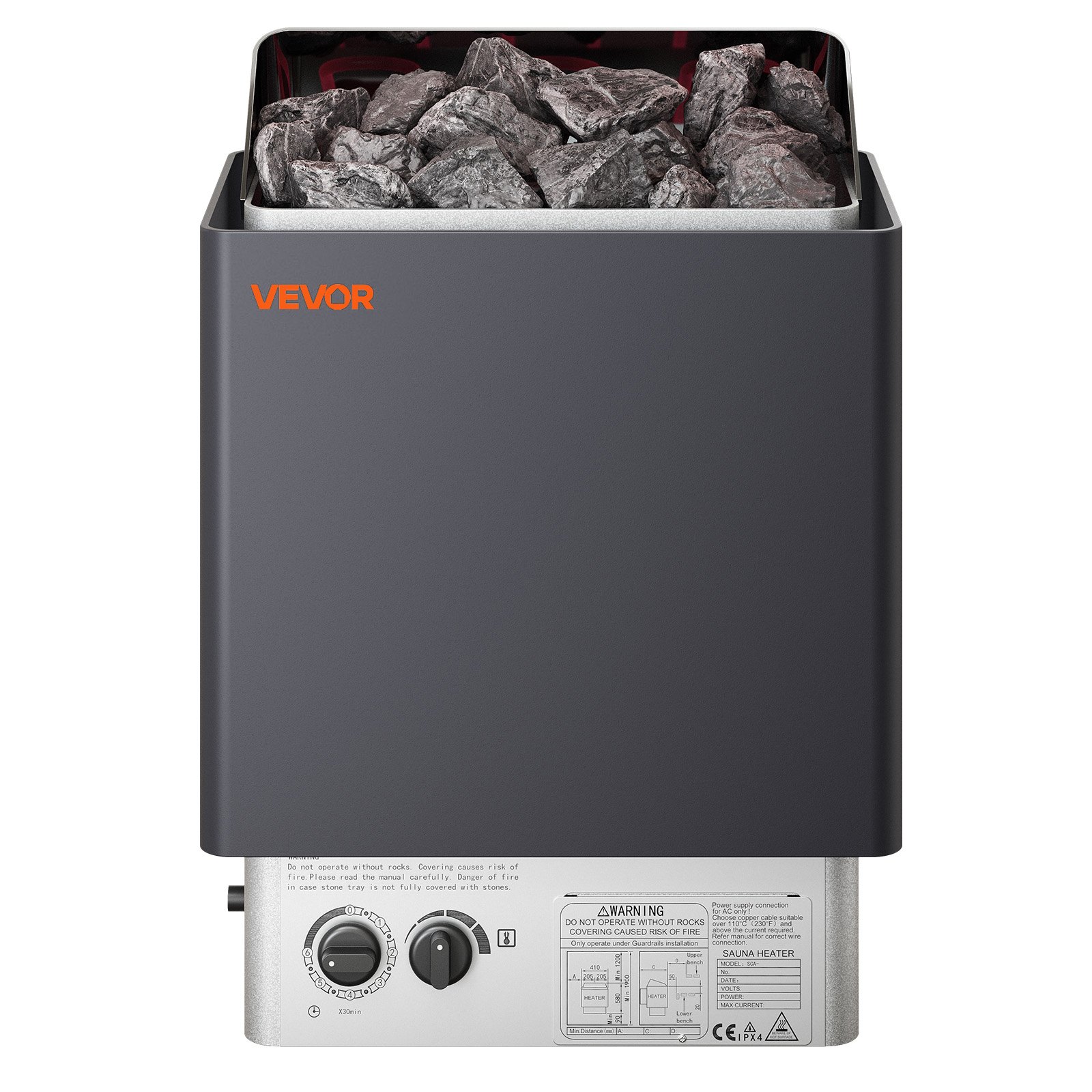 VEVOR 9KW Sauna Heater, Steam Bath Sauna Heater with Built-In Controls, Electric Sauna Stove, 3h Timer and Adjustable Temp for Max. 317-459 Cubic Feet, Home Hotel Spa Shower Use 220V
