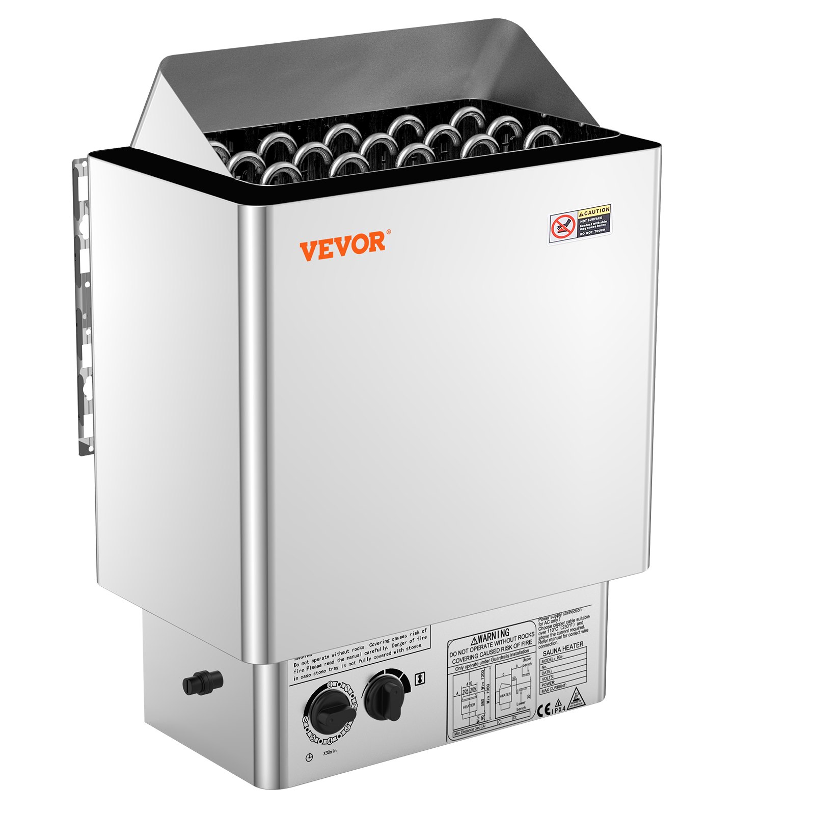 VEVOR Sauna Heater, 8KW Electric Sauna Stove, 400V 3N Portable Indoor/Outdoor Sauna Heater with 3h Timer, Built-In Controls for 8-12 m³ Home, Commercial Hotel Spa Shower, Durable Stainless Steel 430