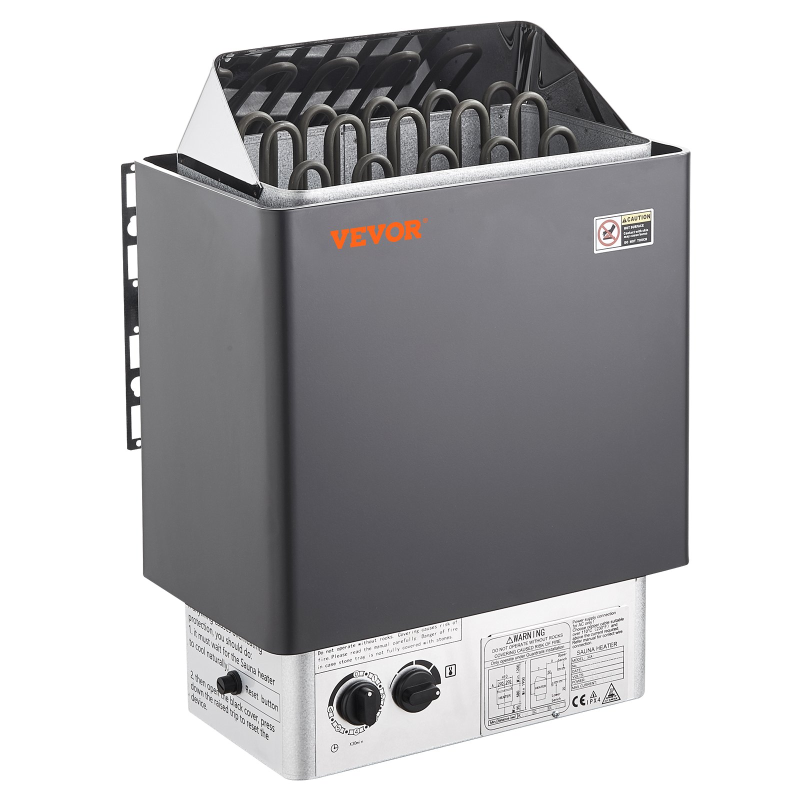 VEVOR Sauna Heater, 8KW Electric Sauna Stove, 400V 3N Portable Indoor/Outdoor Sauna Heater with 3h Timer, Built-In Controls for 8-12 m³ Home, Commercial Hotel Spa Shower Use, Max 110℃