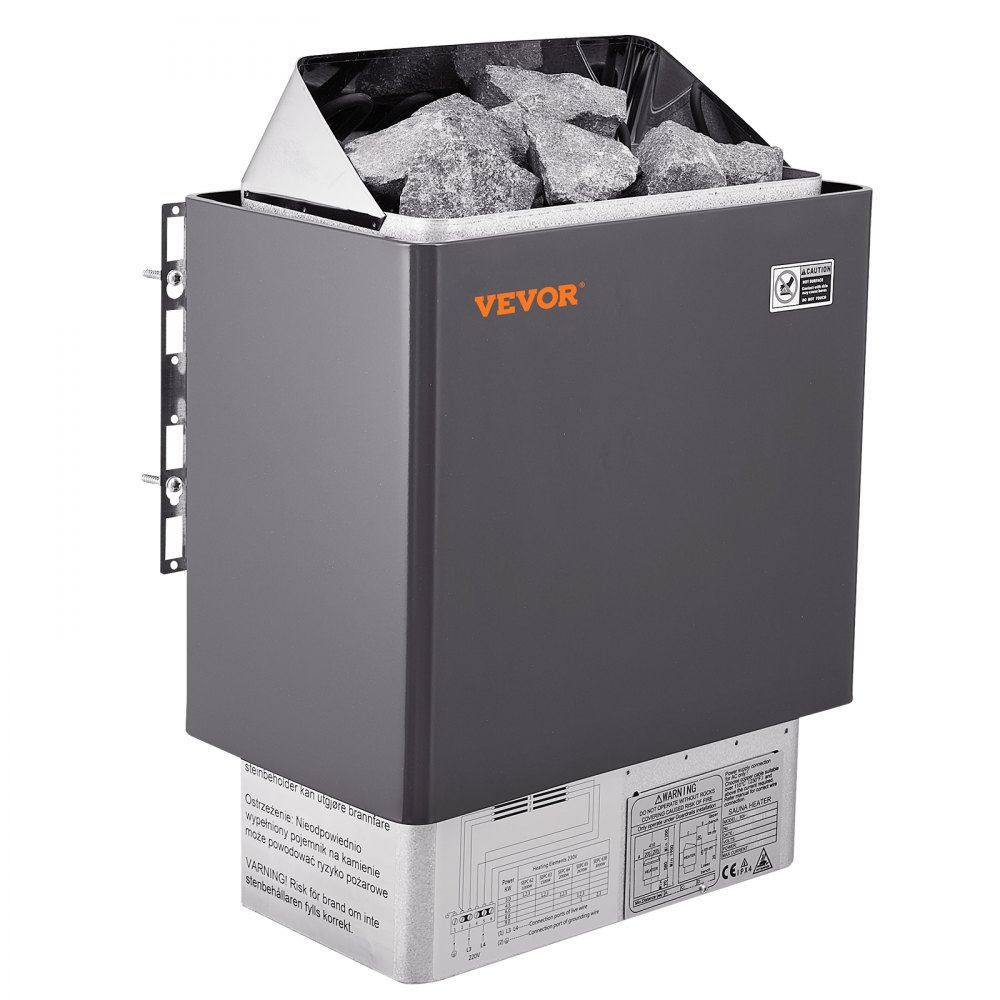 VEVOR Sauna Heater, 6KW Electric Sauna Stove, 400V 3N Portable Indoor/Outdoor Sauna Heater with 3h Timer, Digital Controller for 5-9 m³ Home, Commercial Hotel Spa Shower Use, Max 110℃