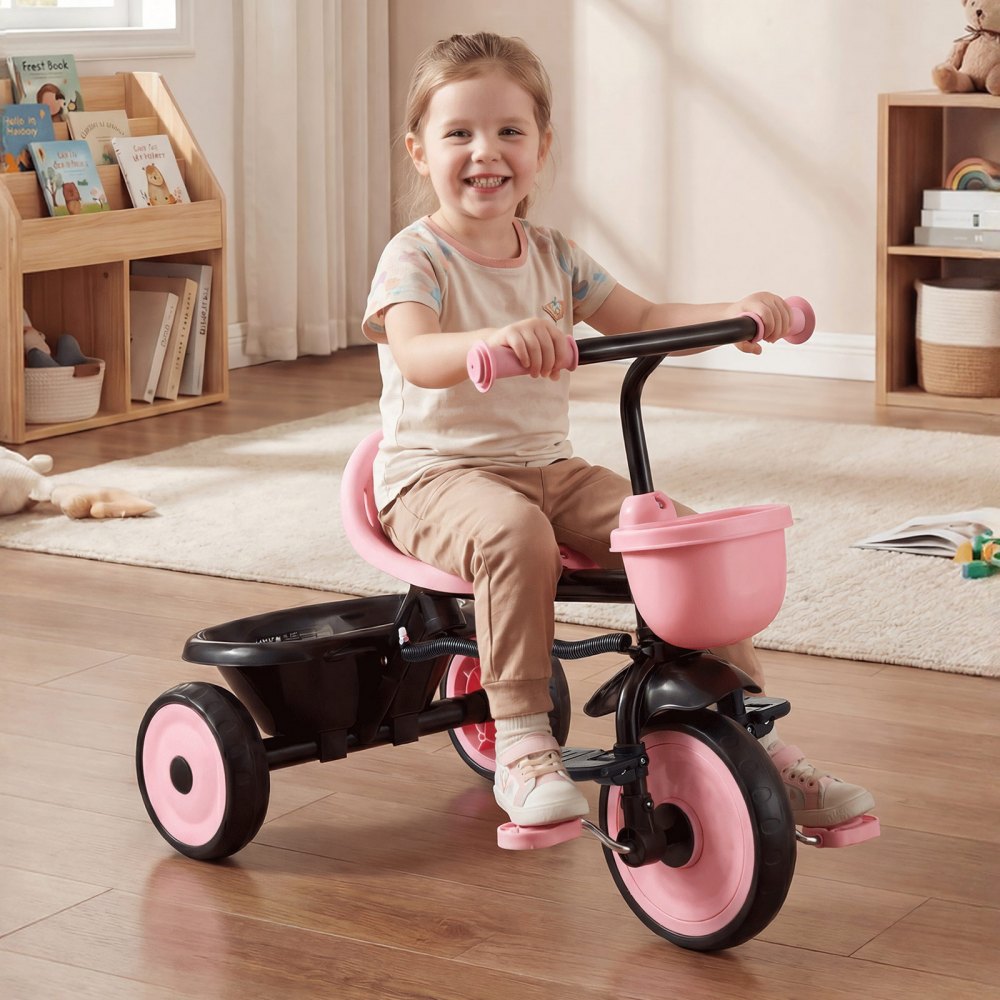 VEVOR Toddler Tricycle & Stroller for 18 Months to 5 Year Old, Kids Trike with Parent Push Handle, Adjustable Seat & Storage for Outdoor Play, Tricycle for Toddlers, Birthday Toy for Boys and Girls