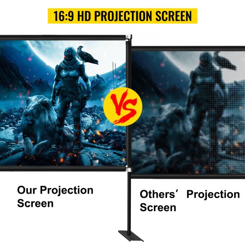 VEVOR Projector Screen with Stand 100inch Portable Movie Screen 16:9 4K HD Wide Angle Projector Screen Stand Easy Assembly with Storage Bag for Home Theater Office Outdoor Use
