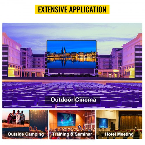 VEVOR Outdoor Movie Screen w/ Stand, 100" Portable Movie Screen, 16:9 HD Wide Angle Outdoor Projector Screen, Front & Rear Projection, w/ Storage Bag & Stand for Office Home Theater Outdoor Indoor Use