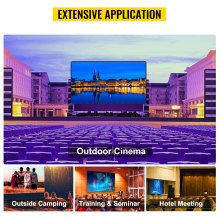 Ecran de film pentru exterior VEVOR cu suport, ecran de film portabil de 100 inchi, ecran de proiector cu unghi larg HD 16:9 pentru exterior, proiecție față și spate, cu geantă de depozitare și suport pentru birou, home cinema, exterior, interior