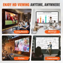 VEVOR Outdoor Movie Screen w/ Stand, 150" Portable Movie Screen, 16:9 HD Wide Angle Outdoor Projector Screen, Front & Rear Projection, w/ Storage Bag & Stand for Office Home Theater Outdoor Indoor Use