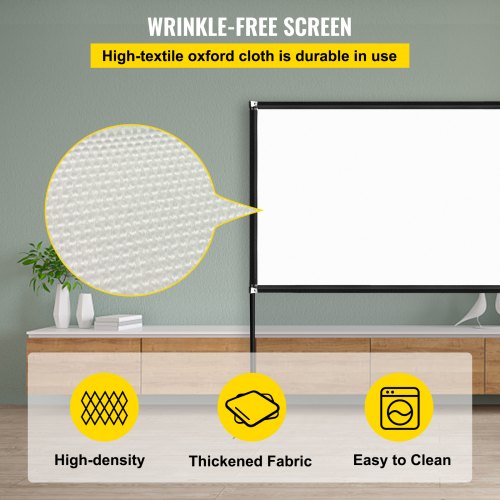 VEVOR Movie Screen with Stand 180inch Portable Projector Screen 16:9 4K HD Wide Angle Outdoor Projector Screen with Stand Easy Assembly with Storage Bag for Indoor and Outdoor Use