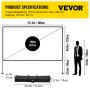 VEVOR Outdoor Movie Screen, 180" Portable Movie Screen, 16:9 HD Wide Angle Outdoor Projector Screen, Easy Assembly Portable Projector Screen w/ Storage Bag & Stand, Projector Screen  for Outdoor Use