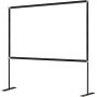 VEVOR portable projector screen with black frame and sturdy stand.