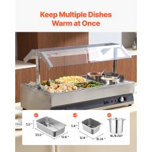 Commercial Soup Warmer Soup Station with Cover 2-Pot & 4-Pan Soup Kettle