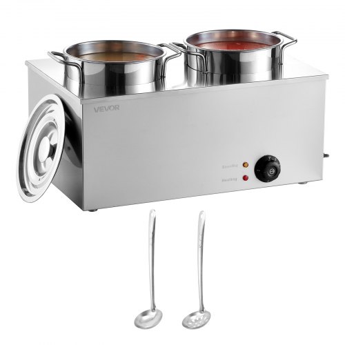 Commercial Soup Warmer Soup Station with 2*6.34Qt Pot Soup Kettle Warmer