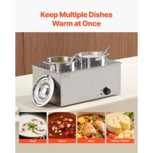 Commercial Soup Warmer Soup Station with 2*6.34Qt Pot Soup Kettle Warmer