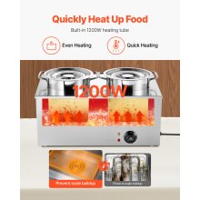 Commercial Soup Warmer Soup Station with 2*6.34Qt Pot Soup Kettle Warmer
