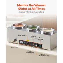 Commercial Soup Warmer Soup Station with 3*6.34Qt Pot Soup Kettle Warmer