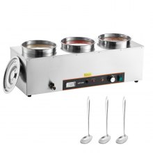 Commercial Soup Warmer Soup Station with 3*6.34Qt Pot Soup Kettle Warmer