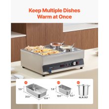 Commercial Soup Warmer Soup Station with 2-Pot & 3-Pan Soup Kettle Warmer