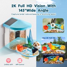 VEVOR Smart Bird Feeder with Camera AI Identify 10000+ Bird Specie Solar-Powered