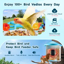 VEVOR Smart Bird Feeder with Camera 2K HD AI Identify Bird Species Auto Capture