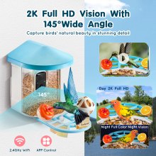 VEVOR Smart Bird Feeder with Camera 2K HD AI Identify Bird Species Auto Capture