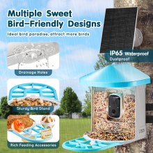 VEVOR Smart Bird Feeder with Camera 2K HD AI Identify Bird Species Auto Capture