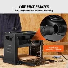 VEVOR Thickness Planer, Single Speed, 13" Width Worktable Benchtop Planer, Double-Blade, 15-Amp 1800W Powerful Motor, 12" Extended Infeeding Table, Low Noise for both hard & soft wood material removal
