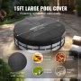 VEVOR 15 Ft Round Pool Cover, Solar Covers for Above Ground Pools, Safety Pool Cover with Drawstring Design, 420D Oxford Fabric Winter Pool Cover, Waterproof and Dustproof, Black
