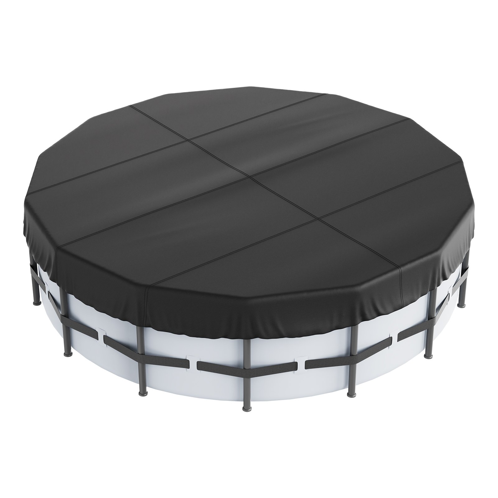 VEVOR 4.57m Round Pool Cover, Solar Covers for Above Ground Pools, Safety Pool Cover with Drawstring Design, 420D Oxford Fabric Winter Pool Cover, Waterproof and Dustproof, Black