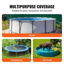VEVOR 15 Ft Round Pool Cover, Solar Covers for Above Ground Pools, Safety Pool Cover with Drawstring Design, PVC Summer Pool Cover, Waterproof and Dustproof, Black