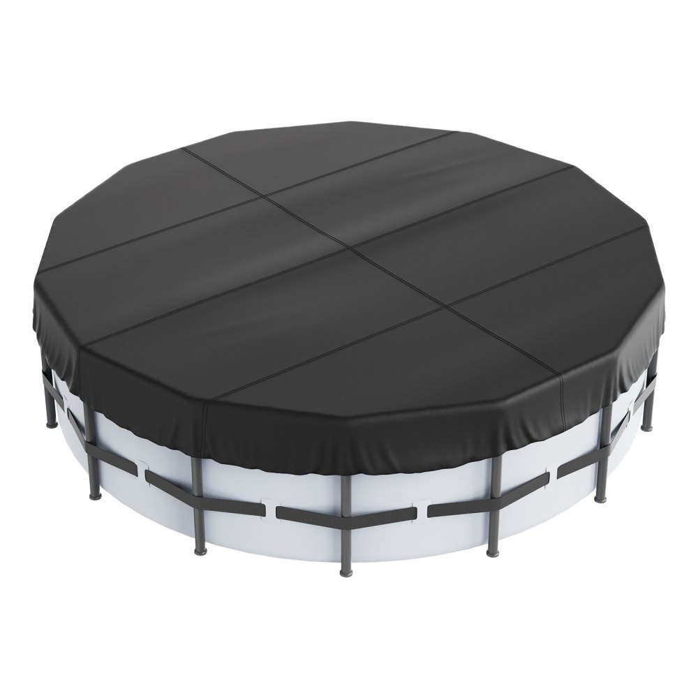 VEVOR 5.49m Round Pool Cover, Solar Covers for Above Ground Pools, Safety Pool Cover with Drawstring Design, 420D Oxford Fabric Winter Pool Cover, Waterproof and Dustproof, Black