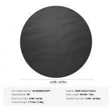 VEVOR 18 Ft Round Pool Cover, Solar Covers for Above Ground Pools, Safety Pool Cover with Drawstring Design, 420D Oxford Fabric Winter Pool Cover, Waterproof and Dustproof, Black