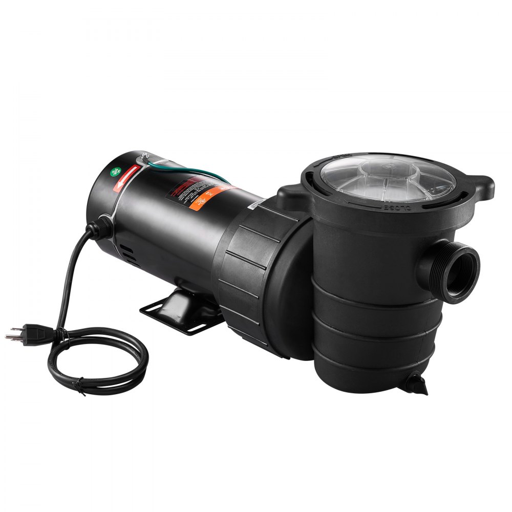 Bomba de piscina VEVOR de 1,5 HP, 115 V, 1100 W, de una sola velocidad para piscinas elevadas, potente con filtro de cesta, caudal máximo de 5280 GPH, certificación ETL de seguridad.