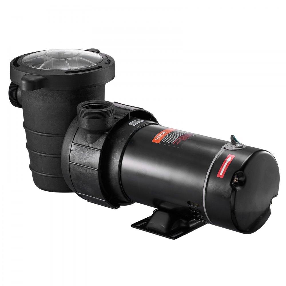 Bomba de piscina VEVOR de 1,5 HP, 115 V, 1100 W, de una sola velocidad para piscinas elevadas, potente con filtro de cesta, caudal máximo de 5280 GPH, certificación ETL de seguridad.