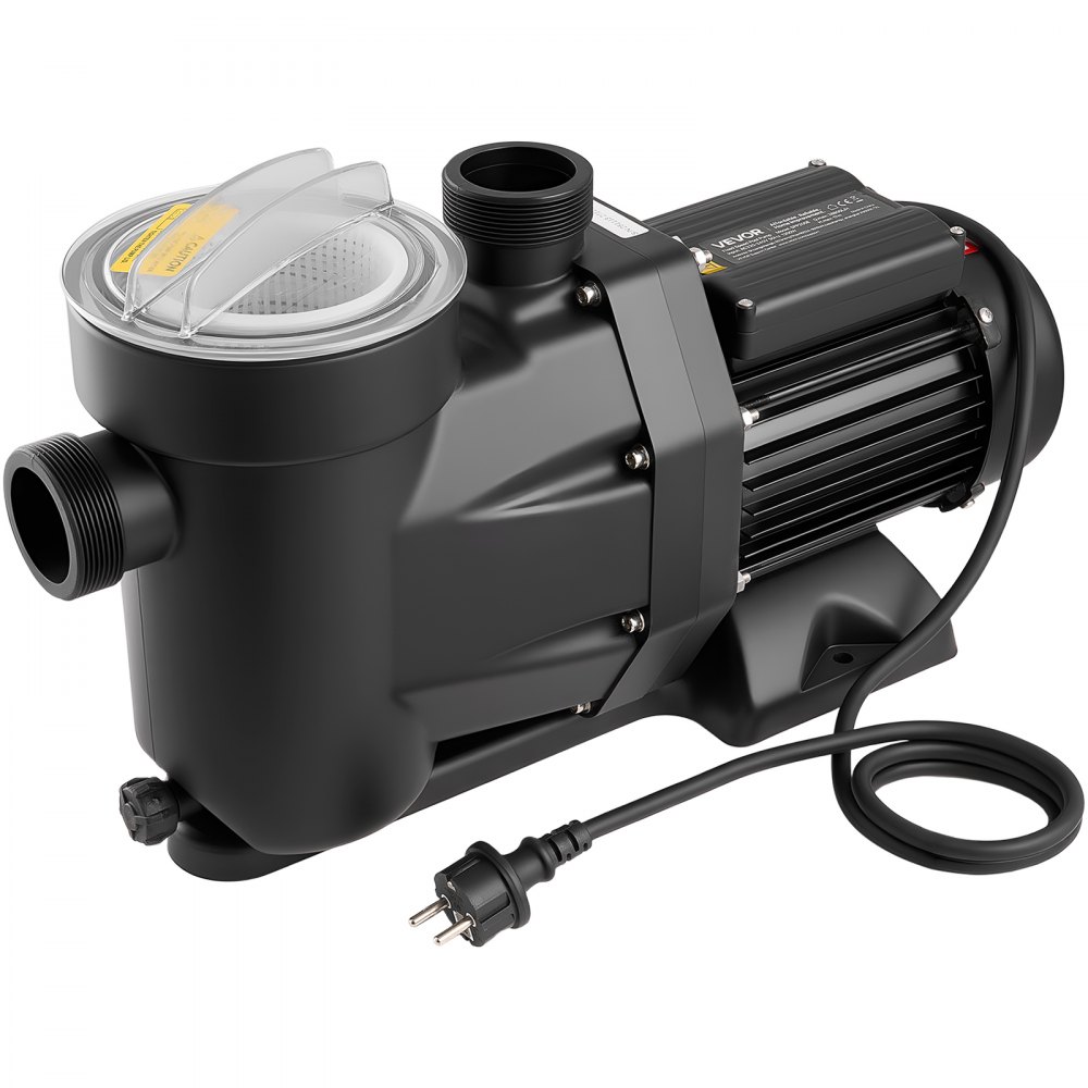VEVOR Pool Pump, 1300W, 28,800 L/H Max Flow Single Speed Swimming Pool Pump, AC 220-240V, 2850 RPM, 17 m Max Head, with 24-Hour Timer & Filter Basket, for Above-Ground & In-Ground Pools, Hot Tubs, Spas