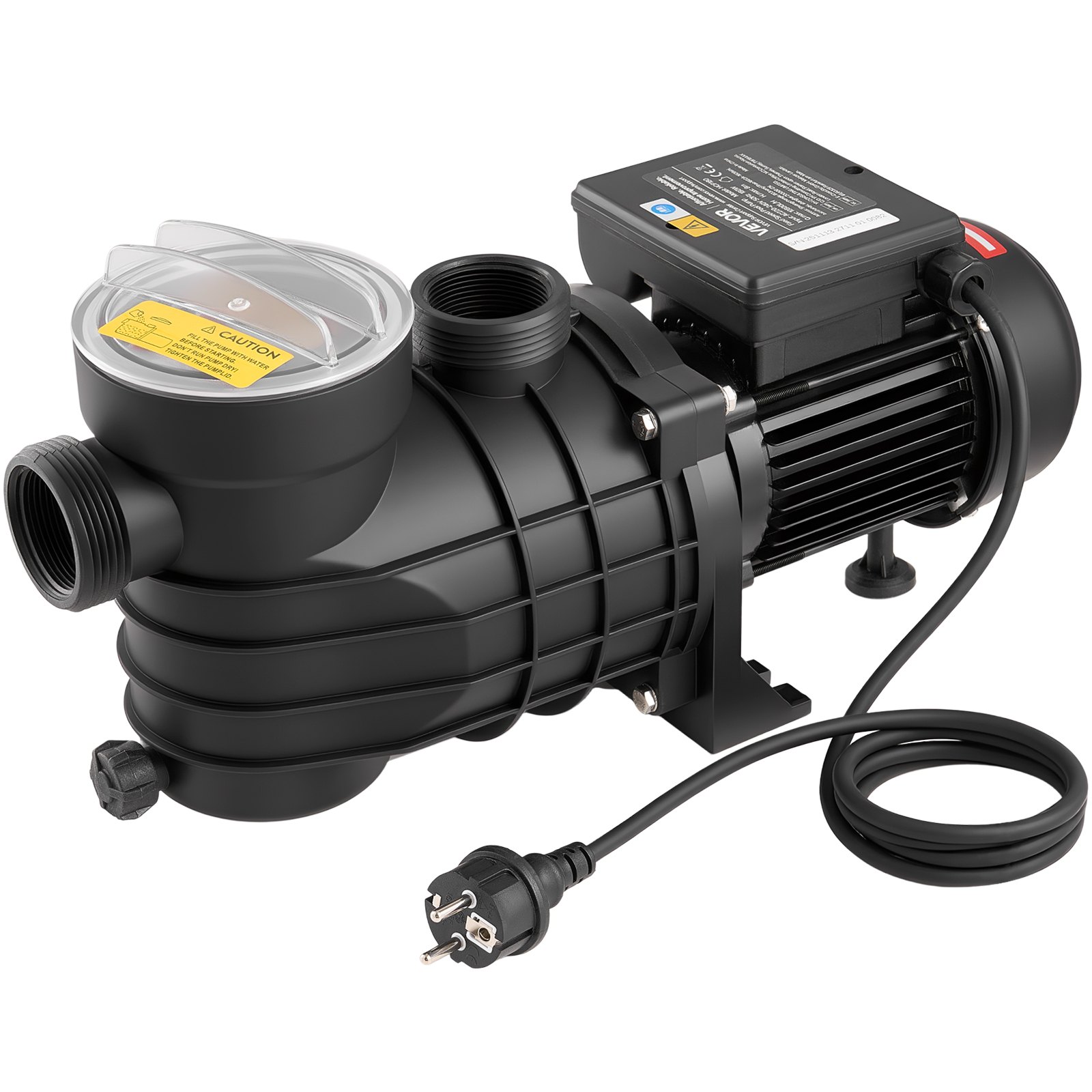VEVOR Above Ground Pool Pump, 180W, 10,800 L/H Max Flow Single Speed Swimming Pool Pump, AC 220-240V, 2850 RPM, 8 m Max Head Lift, with Filter Basket & Lid, for Above Ground Pools, Hot Tubs, and Spas