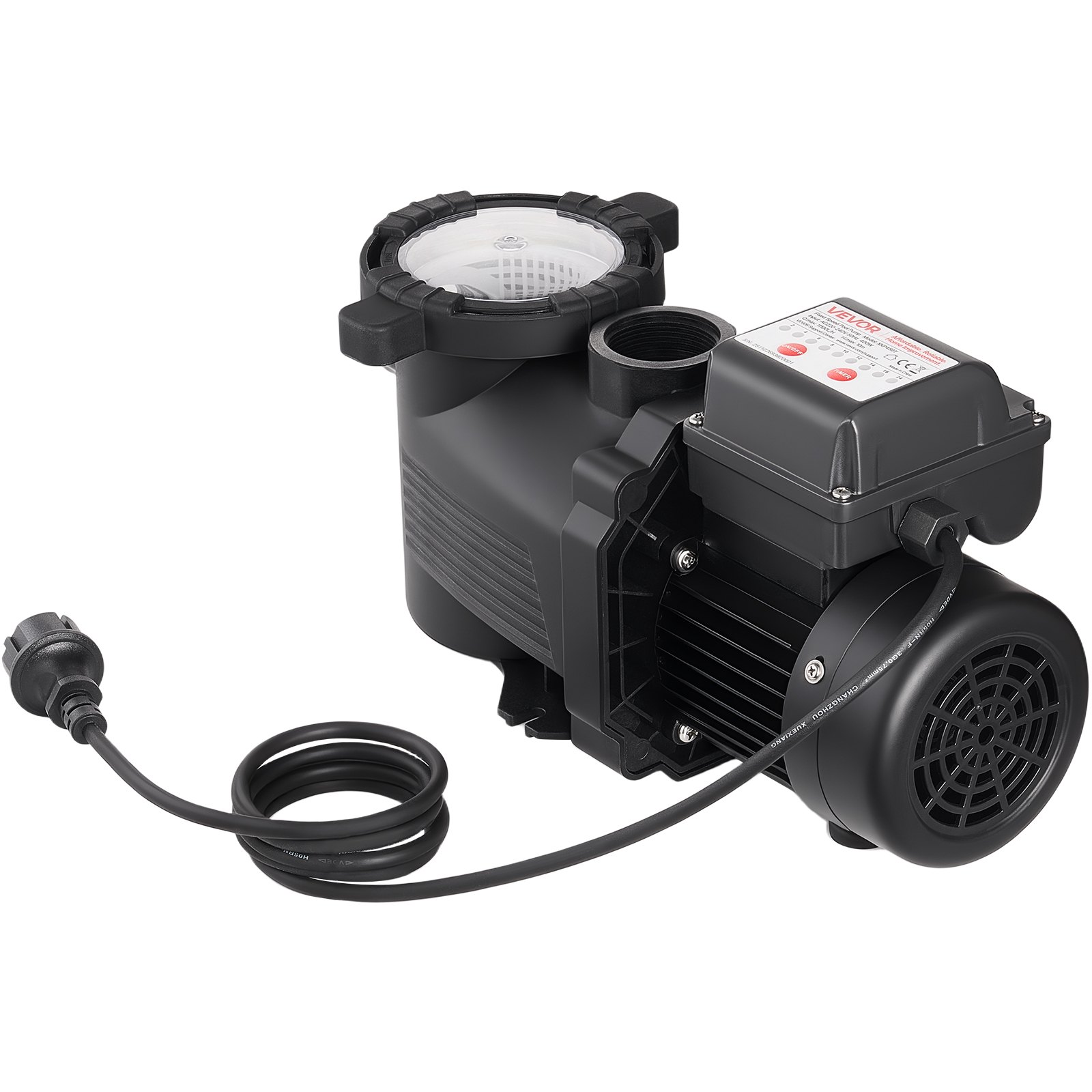 VEVOR Pool Pump, 400W, 11,100 L/H Max Flow Single Speed Swimming Pool Pump, AC 220-240V, 3450 RPM, 10 m Max Head, with 24-Hour Timer & Filter Basket, for Above-Ground & In-Ground Pools, Hot Tubs, Spas