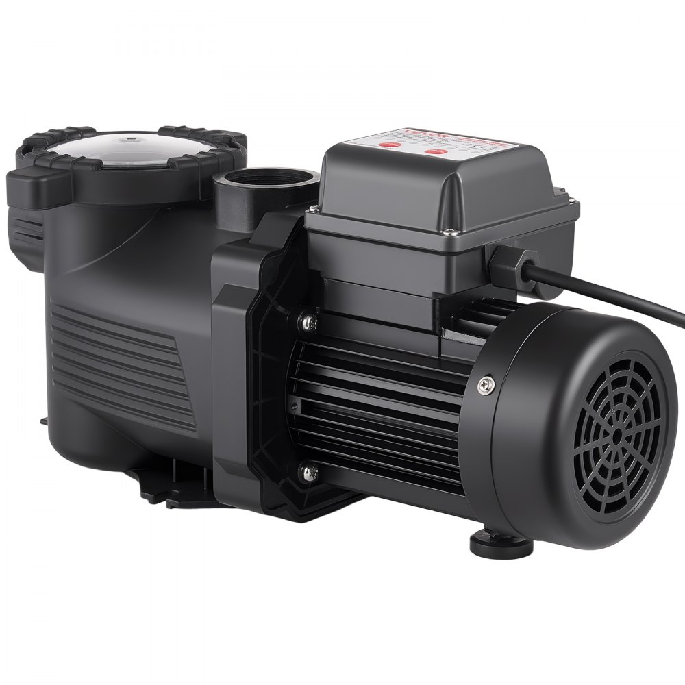 VEVOR Pool Pump, 550W, 14,000 L/H Max Flow Single Speed Swimming Pool Pump, AC 220-240V, 3450 RPM, 12 m Max Head, with 24-Hour Timer & Filter Basket, for Above-Ground & In-Ground Pools, Hot Tubs, Spas