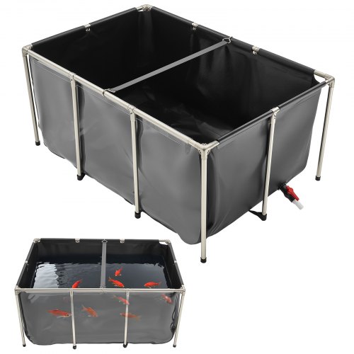 VEVOR Canvas Fish Pond Above Ground Koi Tank 270 Gal with Clear Viewing Panel
