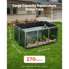 Canvas Fish Pond Above Ground Koi Tank 270 Gal with Clear Viewing Panel