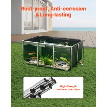 Canvas Fish Pond Above Ground Koi Tank 270 Gal with Clear Viewing Panel