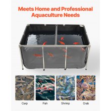 Canvas Fish Pond Above Ground Koi Tank 270 Gal with Clear Viewing Panel