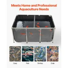 Canvas Fish Pond Above Ground Koi Tank 270 Gal with Clear Viewing Panel