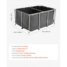 Canvas Fish Pond Above Ground Koi Tank 270 Gal with Clear Viewing Panel