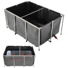 Canvas Fish Pond Above Ground Koi Tank 270 Gal with Clear Viewing Panel