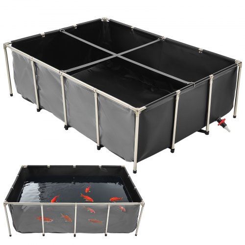 Canvas Fish Pond Above Ground Koi Tank 470 Gal with Clear Viewing Panel