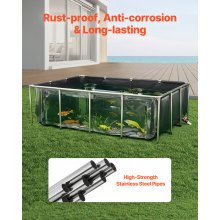 Canvas Fish Pond Above Ground Koi Tank 470 Gal with Clear Viewing Panel