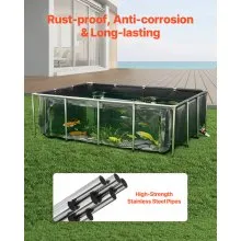 Canvas Fish Pond Above Ground Koi Tank 470 Gal with Clear Viewing Panel