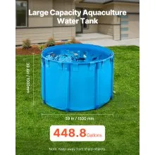 Canvas Fish Pond Above Ground Fish Tank 448.8 Gal Round Koi Pond (Blue)