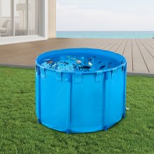 Canvas Fish Pond Above Ground Fish Tank 448.8 Gal Round Koi Pond (Blue)