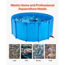 Canvas Fish Pond Above Ground Fish Tank 1320 Gal Round Koi Pond (Blue)