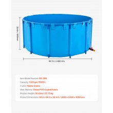 Canvas Fish Pond Above Ground Fish Tank 1320 Gal Round Koi Pond (Blue)